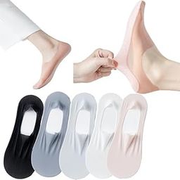 Lycra Loafer Athletic Socks Cool Material Ankle Length Silicone Anti Solid Socks For Women (5 Pairs Multicolor)-36