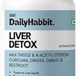 DailyHabbit Liver Detox With Milk Thistle, N-Acetyl Cystein, Curcuma, Ginger, Garlic & Beetroot | Supports Liver Health | 60 Vegetarian Capsules-24