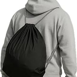 | Multipurpose Drawstring Backpack Kit for Shoes, Travel StringBag | Unisex String Backpack - Black-image-56