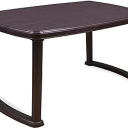Homiboss Plastic Table | Plastic Dinning Table for Home, Kitchen, Study, Office and Dinner | Multipurpose Table | 6 Seater Table | Brown | Pack of 1 Piece-4