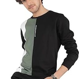 Men's Black Color Blocked Sweatshirt-image-2