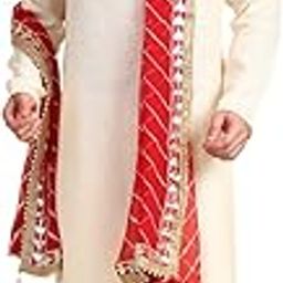 Men's Red Leharia Dupatta for Kurta/Sherwani/Achkan-image-10