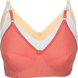 Women Plain Cotton Bra Set, Peach, Beige, White (Pack of 3)-image-49
