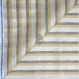 Siyaram's Linen with Cotton Jute Beige color Striped Unstitched Shirt Fabric - 1.60 Mts / VV2185-25