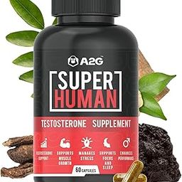 A2G SUPERHUMAN | Natural Testosterone Supplement - Huberman Formula | Indonesian Tongat Ali & African Fadogia Agrestis| Natural Muscle Growth | Strength & Focus Support | 60 Capsules-23