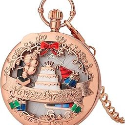 Vintage Happy Birthday Melody Musical Quartz Pocket Watch Gifts Rose Gold White-image-17
