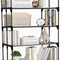 PHILOSHOP® 5 Tier Bookshelf, Bookcase Shelf Storage Organizer, Modern Book Shelf for Bedroom, Living Room and Home Office, Vintage-picture-10