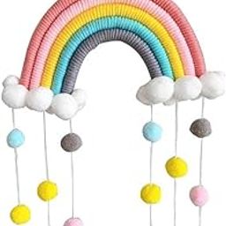 STYLEHEAVEN Boho Rainbow Wall Hanging with Tassel Pom Pom 10 x 20 inches Party Supplies Style 3|Home & Garden|Home D?©cor|Tapestries-image-1