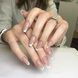 FWS Artificial fake Press On Nails Art Set (Set Of 20) Reusable Nails Extension,BridalNails,Stick-On Nails,Manicure Art Set, AcrylicNails,False Nails,DesignerNails | Nail Glue, Nail file, cuticle pusher, cleaning wipe | Glossy White French Shape Medium Ballerina-image-66