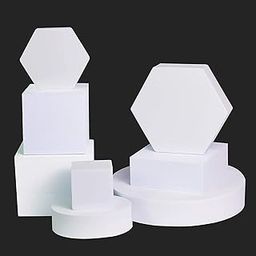 Royalkart Geometric Cube Photography Props Set, Hard Foam Perfect Setup Background Props for Product, Crafts, Lipstick, Jewellery, Cosmetics, Makeup Tools, Food (Pack of 8 - White)-10