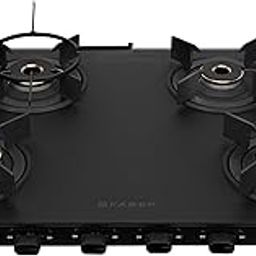 Faber Nebula Black Matt Glass Finish Cooktop |4 Brass Burners - Jumbo, 2Medium & Small | Manual Ignition| Heavy Pan Support With ABS Knobs|5Yr Warranty on Glass & Burners by Faber|Cooktop Nebula4BB BK-image-11