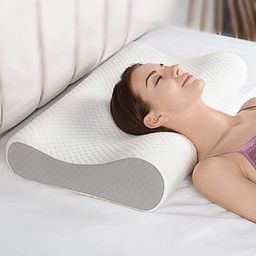 Cervical Contour Memory Foam Pillow for Sleeping,Orthopedic Pillow for Neck Pain, Support for Back,Stomach,Side Sleepers, with Breathable Zip Cover (19X12X4INCH) (Grey)-21