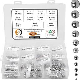 Epi-Torque 550 Pcs 11 Size 2-8MM Metric Precision Chrome Steel Assorted Loose Bicycle Bearing Ball Assortment Kit (Metric)-20