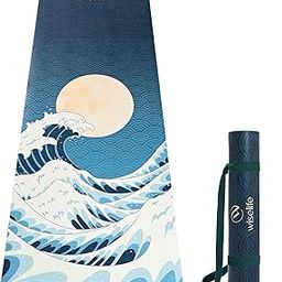 WiseLife PU Natural Rubber Yoga Mat | XL & Extra Wide | Anti-Skid & Slip-Resistant | with Carry Strap - Perfect for Yoga & Workouts (Japanese Wave-6MM)-image-99