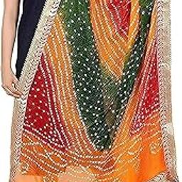 Women’s Rajasthani Bandhani Bandhej Silk Dupatta with Gota Work & Latkan - 2.25 Meters-picture-20