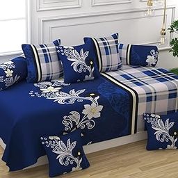 BELVOSTUM Diwan Set Pillows 5 with Bolster 2 Covers | Diwan Sets for Sofa Cover/Living Room | Diwan Cover/Pillow Set | Diwan Set Pillows Covers (1 Single Bedsheet, 2 Bolster Covers, 5 Cushion Covers)-image-43