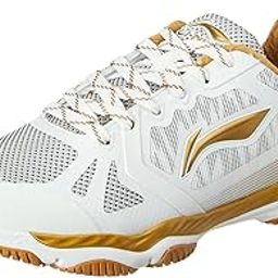 Li-Ning Ranger Lite Z1 Non-Marking Cushion Badminton Shoe(White/Gold, UK 4)-18
