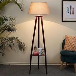 tu casa Floor Lamps with Mango Wood Base & Beige Jute Shades for Home Décor, Bedrooms Corner, Living Room, Gifting, Diwali Decoration, Dining Space, Study Room, Hall (H- 153cm) - Bulb not Included-image-36