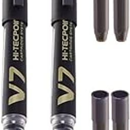 Pilot V7 Hi-Tecpoint Roller Ball Pen with Cartridge System - 2 Black Pens, 4 Black Cartridges, (9000021856)-30