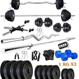 BODY MAXX PVC Weight Plates, 5 and 3 ft Rod, 2 D. Rods Home Gym Equipment Dumbbell Set (Black, 10 Kg)-21