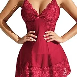 veeva beauty & fashion Floral Lace semi-Sheer Babydoll Lingerie with Thong-picture-34