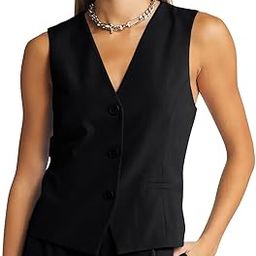 Women Buttons Vest Crop Vintage Sleeveless V Neck Elastic Chiffon Waistcoat-picture-49