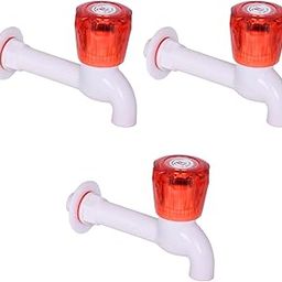 Nilsons Long Body Plastic Bib Cock Water Tap with Crystal Red Knob (Pack of 3) – Wall Mounted Leak-Proof Tap for Bathroom, Kitchen, Garden & Utility Use | Extended Reach & Durable PVC Faucet-image-62