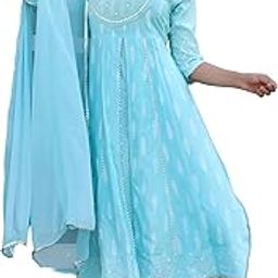 Traditional Anarkali Suit Set with Embroidered Yoke, Maroon and Gold, 3/4 Sleeves, with Matching Dupatta and Pants-image-44