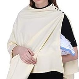 Plus Size Breastfeeding Cover For Mother And Nursing Cover For Breastfeeding Mother, Natural Soft Cotton (Multi Use) (Cream),1 Count-image-10