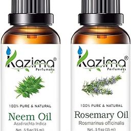 KAZIMA Combo of Neem Carrier Oil and Rosemary Essential Oil - 100% Pure & Natural Oil for Acne, Scars, Wrinkles, Hair Growth, Muscles & Joints, 15 ml each-image-10