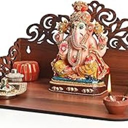 Gift Kya De Wooden Pooja Mandir for Home Wall | Small Temple for Office & Room | Indian Wooden Temple for Table or Shelf | Compact DIY Mandir | 12x9x6 Inch | Classic Design-image-17