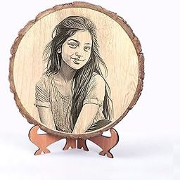 Personalized Engraved Natural Wooden Slice Photo Frame With Wood Stand, Best Gift for Birthday, Anniversary, Wedding, Retirement, Valentine etc. (5.5 Inches, Brown, Tabletop)-image-6