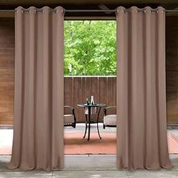 Outdoor Blackout Weather Resistant Curtains Thermal Insulated Privacy Protect with Rust Proof Solid Grommet Shade Drapes for Patio/Porch, Mocha, W 52 x L 84 Inch, 1 Panel-image-41