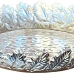 Loopysky 9 Inch Silver-Plated Aluminium Urli Bowl with Leaf Design – Handcrafted Chitai Decorative Urli for Pooja, Home Decor, Center Table, Wedding, Haldi & Festival Use-5
