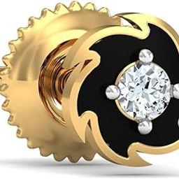 14KT Yellow Gold Diamond Spinning Disc Ear Stud (Single Piece) for Men-image-38