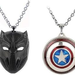 Stylish Black Mask Shaped Pendant and Superhero Character Accessory Metal Pendant with Length Adjustable Chain for Unisex; Pack of 2 (C-1154)-picture-48