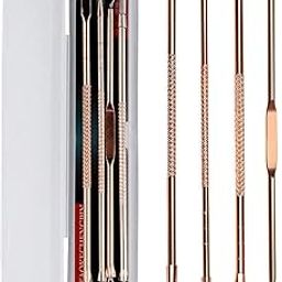 MACPLUS 4Pcs Blackhead Pimple Golden Remover Tools for Professional Tweezers Kit for Remove Acne Comedone Extractor, Black Heads Removing on Face Removal-18