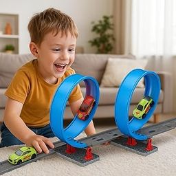 Goyal's 3D DIY High-Speed Track Toy Set for Kids – 34 Pcs Loop Track Racing Game with Pull Back Car, 360° Spin Loops – STEM Educational Car Track Toy-image-11