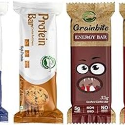 GRAINBITE Protein Bar Blueberry Blast (Pack of 4) and Protein Bar Cookie and Cream (Pack of 4) and Energy Bar Cashew Coffee (Pack of 2) and Energy Bar Joy Berry (Pack of 2) (620gm, Combo of 12)-image-55