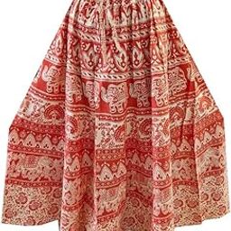 Women Printed Casual Wear Multicolor Cotton Elasticed Full Flared Skirt_Skirt 3-image-13