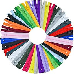 Gemsy Colorful 8-Inch Nylon Zippers | Set of 25, Ideal for Tailoring, Crafts, Fashion and Clothes | Gents Shades Zips Used in Pants, Children Suits, Etc | Multicolor Synthetic Open-Ended Zipper (25)-51
