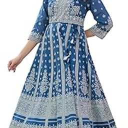 Indigo Ethnic Motif Printed Cotton Maxi Dress-image-40