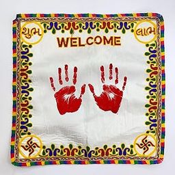Yasamazing Bride's Born Baby Welcome Embroidered kutchi Working Modern Welcome Footprint Handprint Cloth Kanku Pagla Rumal 1 Pcs (K15303F)-image-84
