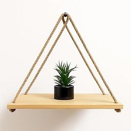 Wooden Hanging Rope Shelf, Adjustable Wall Decor for Bedroom and Living Room, 1 Piece-image-23