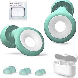VIPREKHO Ear Plugs for Noise Reduction: Flexible Silicone Earplugs for Noise Cancelling, Green Ear Plug for Flight Travel, Studying, Sleep - Includes 6 Ear Tips | Set of 1-6