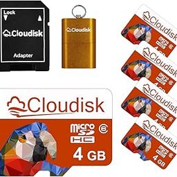 Cloudisk Pack of 5 Parrot-Prime Micro SD Card 4GB Flash Memory Card C6 Micro SDHC with SD Adapter, Card Reader (4GB)-image-10
