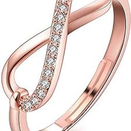 Rose Gold Plated Illuminating Adjustable Infinity Love Finger Ring For Girls And Women FR1000922-18