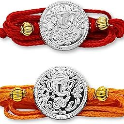925 Silver Ganesh Rakhi for Brother | Pure Silver Rakhi Bracelet for Men and Bhai | Raksha Bandhan Gift with Roli Chawal (For Ritual Use Only)-image-53