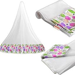 VParents Mosquito Net for Baby Cradle Jhula Saree Swing with Zip Opening at Bottom, Pink-18