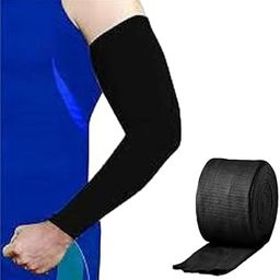 Cotton Arm Sleeve for Cricket – 5M Tubular Roll for Elbow Support & Sun Protection – Sports Arm Sleeves for Men & Women – Elastic, Breathable Fabric for Injury Relief (Black)-image-46